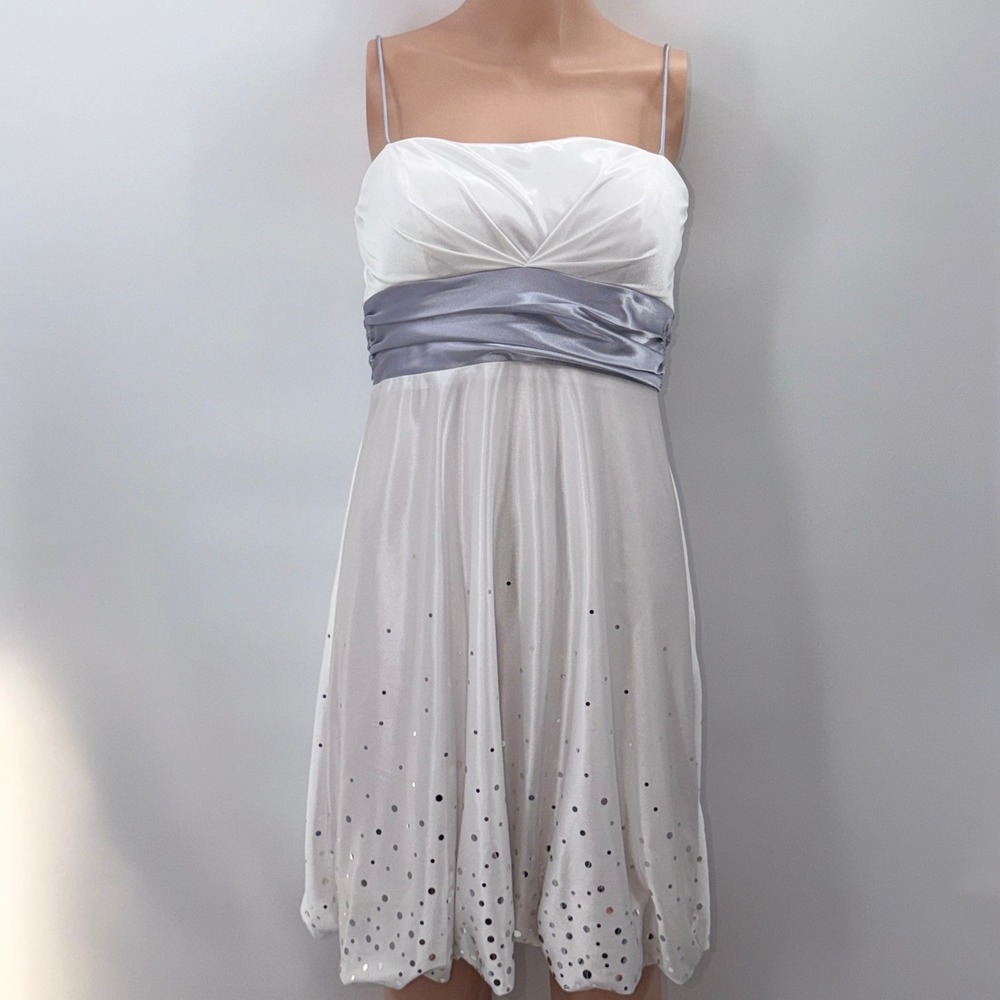 Vintage Y2K Jump Apparel 5/6 Sequin Babydoll Cocktail Soft Glam Prom Core Silver